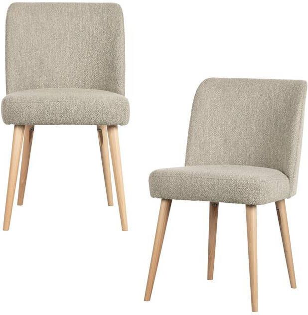vtwonen Force Eetkamerstoelen Bouclé Naturel Set van 2