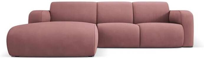 Windsor & Co Lola Hoekbank met Chaise Longue Links Fluweel Roze