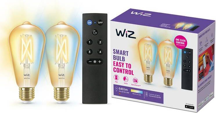 Cstore Wiz starterkit 2 aangesloten edison-lampen wit variabel e27 50w + nomadische afstandsbedieningsdimmer