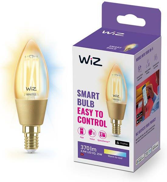 WiZ Connected WiZ Kaarslamp Filament Warm- tot koelwit licht Goud E14 - Foto 2