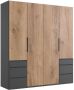 Woonexpress Kledingkast Oss MDF Naturel 200 x 236 x 58 cm (BxHxD) Draaideurkast 4 Deuren 6 Laden Hang-legkast - Thumbnail 2