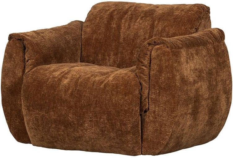 WOOOD | Baggy draaifauteuil 3d chenille middenbruin | Zitmeubels woonkamer | Draaifauteuil