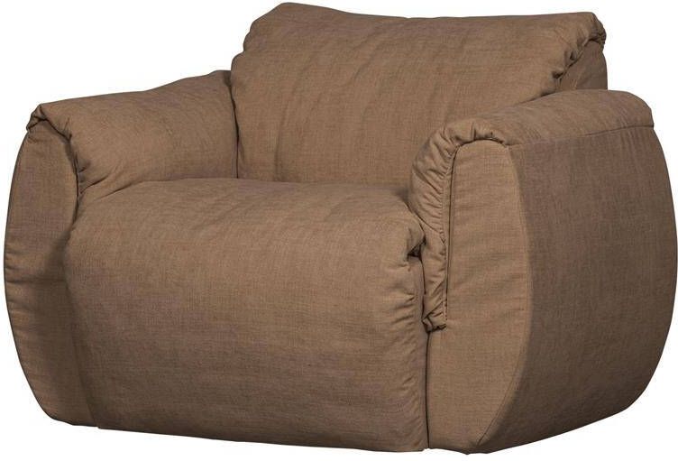 WOOOD | Baggy draaifauteuil geweven chenille bruin | Zitmeubels woonkamer | Draaifauteuil