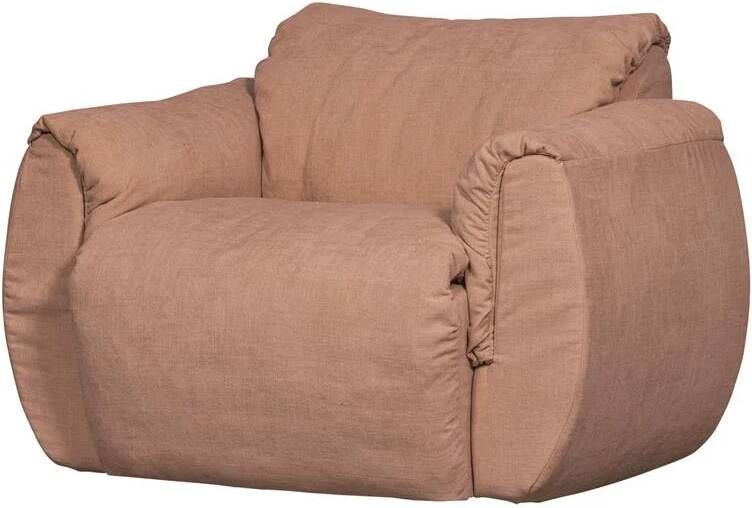 WOOOD | Baggy draaifauteuil geweven chenille oudroze | Zitmeubels woonkamer | Draaifauteuil