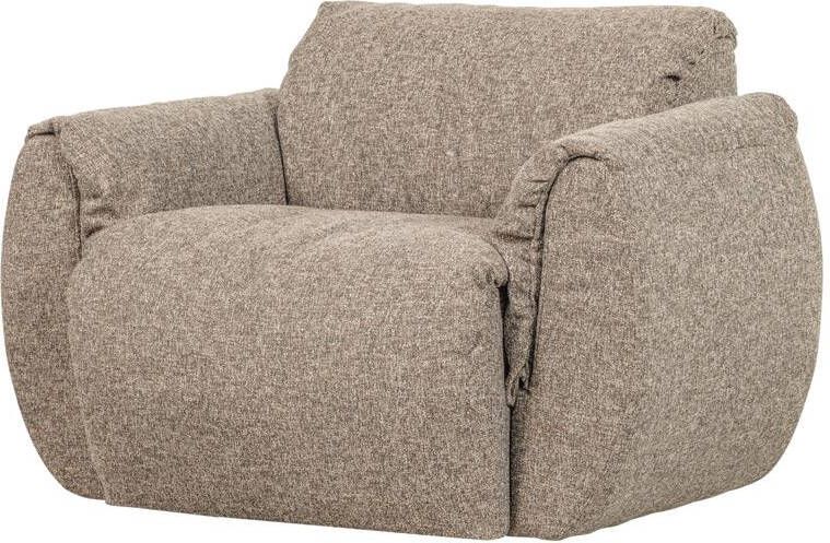 WOOOD | Baggy draaifauteuil geweven stof bruin melange | Zitmeubels woonkamer | Draaifauteuil