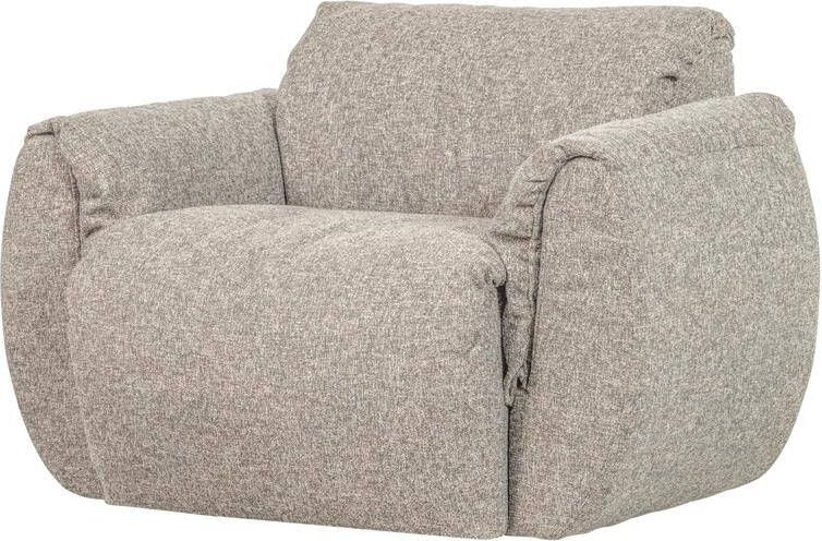 WOOOD | Baggy draaifauteuil geweven stof naturel melange | Zitmeubels woonkamer | Draaifauteuil