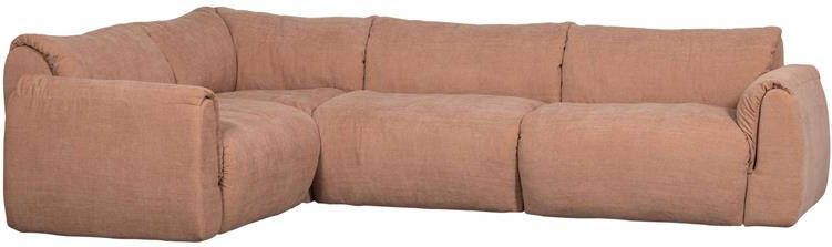Woood Baggy Hoekbank Links Geweven Chenille Oud Roze 81x301x210