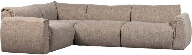 Woood Baggy Hoekbank Links Geweven Stof Bruin Melange -81x301x210