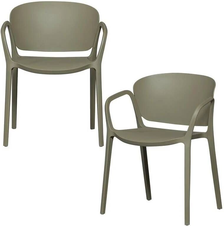 Woood Bent Tuinstoelen Kunststof Groen -Set van 2