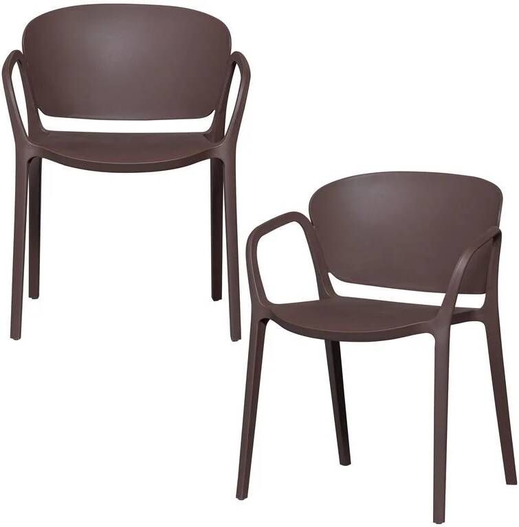 Woood Bent Tuinstoelen Kunststof Paars|Bruin Set van 2