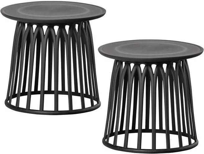 Woood Boy Bijzettafels Binnen|Buiten Kunststof Zwart Set van 2