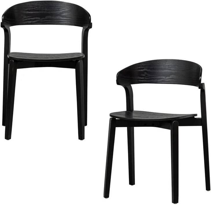 Woood Cras Eetkamerstoelen Hout Zwart Set van 2