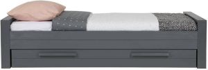 WOOOD Dennis Bed Excl Lade Grenen Geborsteld Staal Grijs 53x219x95