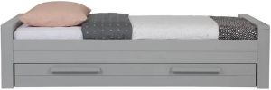 WOOOD Dennis bed incl. Matras bedlade Grenen Betongrijs 219x53x95