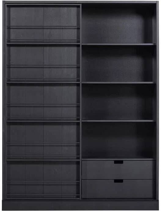 WOOOD | Swing Schuifdeurkast Grenen Geschuurd Mat Zwart | Woonkamer meubels | BuffetkastKast - Foto 3