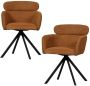 Woood Fenne Draaibare Eetkamerstoelen Polyester Ginger Set van 2 - Thumbnail 1