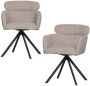Woood Fenne Draaibare Eetkamerstoelen Polyester Naturel -Set van 2 - Thumbnail 1