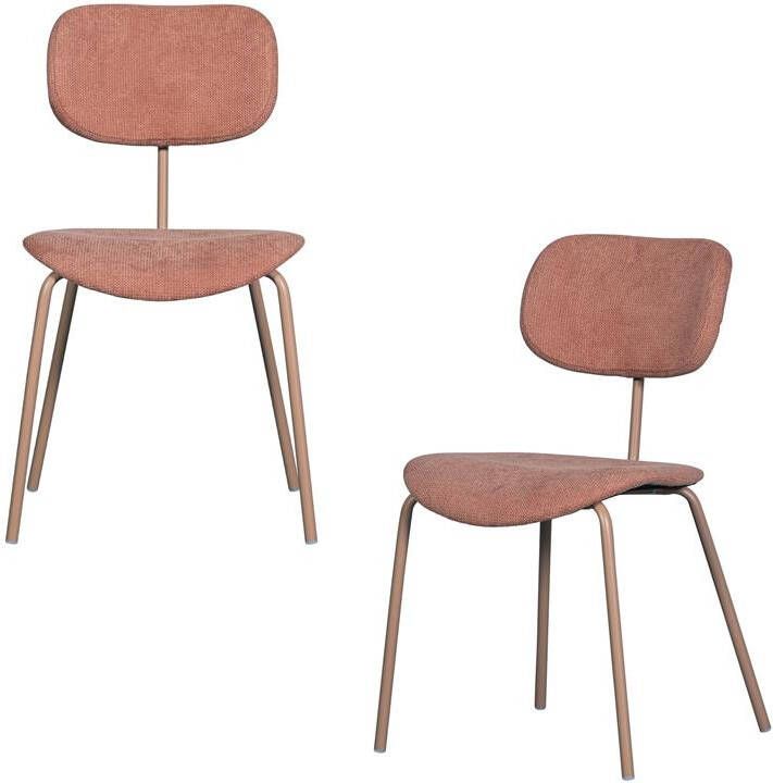 Woood Link Eetkamerstoelen Polyester Roze Set van 2