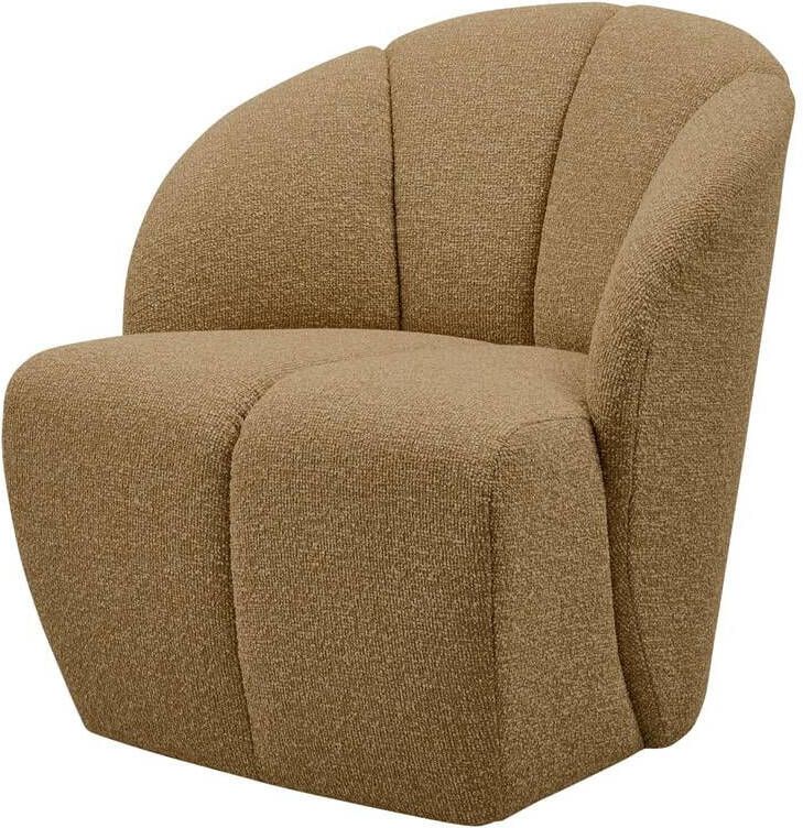 WOOOD | Mojo draaifauteuil boucle geel bruin melange | Zitmeubels woonkamer | Draaifauteuil