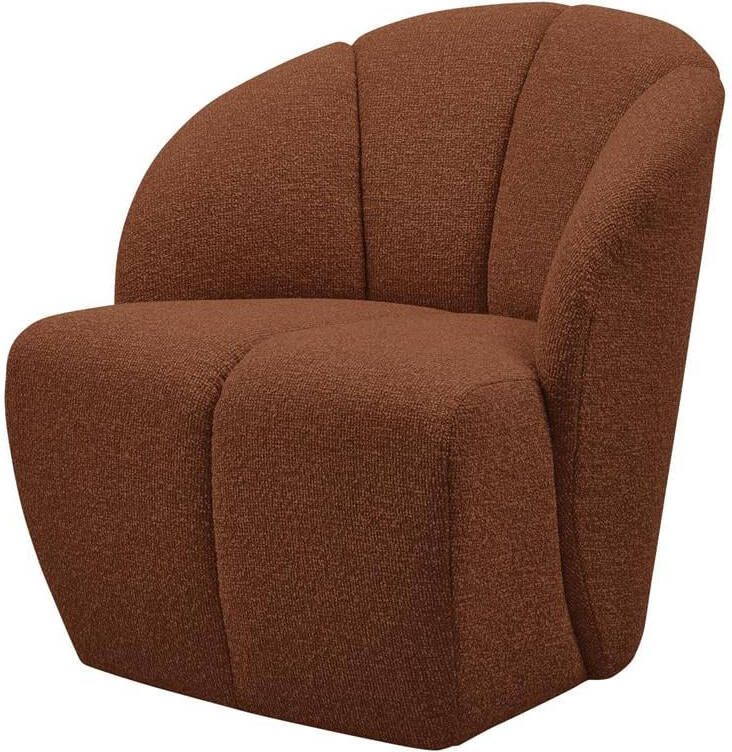 WOOOD | Mojo draaifauteuil boucle roest bruin melange | Zitmeubels woonkamer | Draaifauteuil