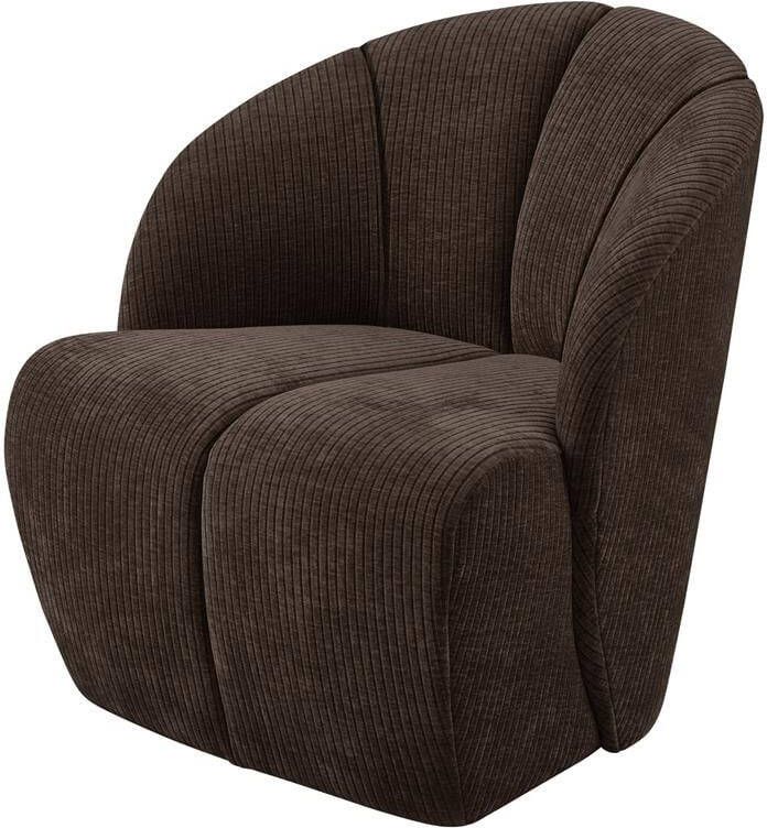 WOOOD | Mojo draaifauteuil geweven ribstof bruin | Zitmeubels woonkamer | Draaifauteuil