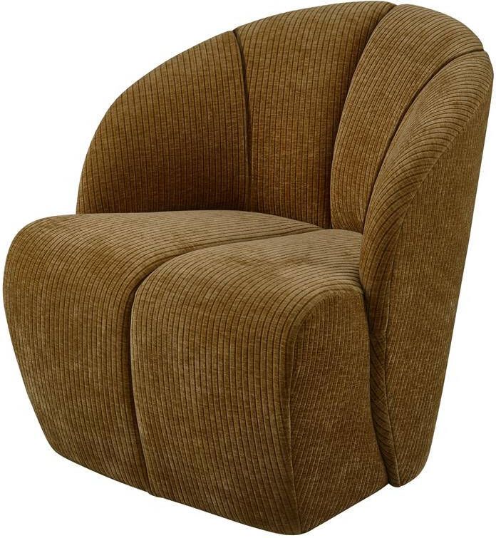 WOOOD | Mojo draaifauteuil geweven ribstof honing geel | Zitmeubels woonkamer | Draaifauteuil