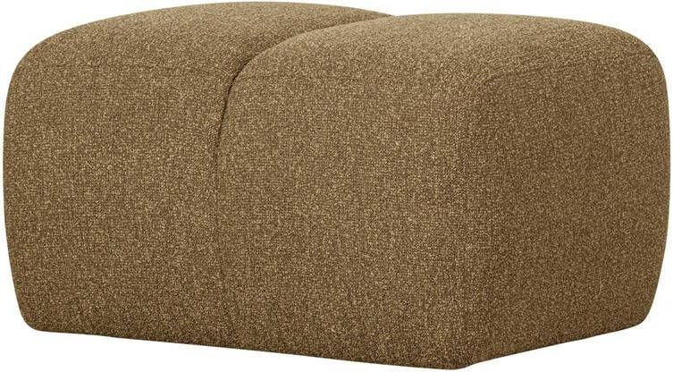 Woood Mojo Poef Bouclé Geel|Bruin Melange 80x60x45