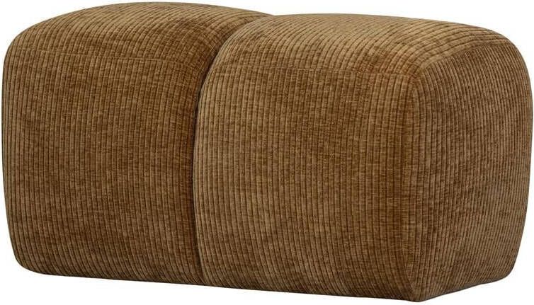 Woood Mojo Poef Ribstof Honing Geel 80x60x45