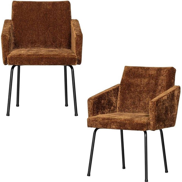 Woood Mount Eetkamerstoelen Polyester Licht Bruin Set van 2