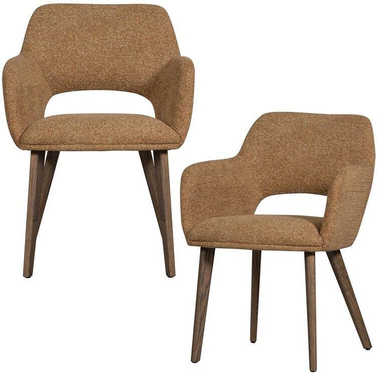Woood Murat Eetkamerstoelen Houten Bruine Poot Geel Set van 2