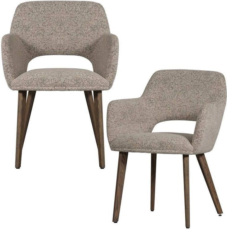 Woood Murat Eetkamerstoelen Houten Bruine Poot Naturel Set van 2