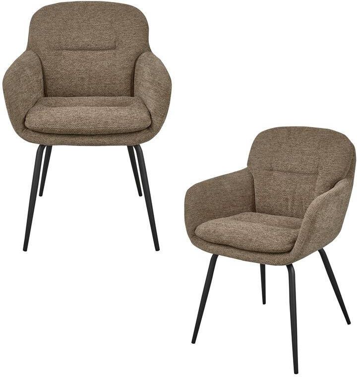 Woood Runa Eetkamerstoelen Polyester Donker Zand Set van 2