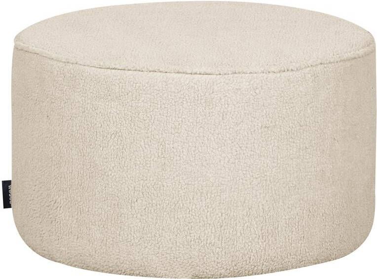 WOOOD | Sara Poef Laag Bouclé Creme 36xØ60 | Woonaccessoires | Poef