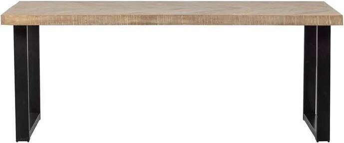 WOOOD Eettafel 'Tablo' Mangohout Visgraat met U-poot 180 x 90cm