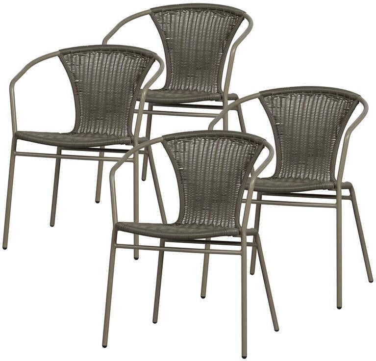 Woood Weston Stoelen Buiten Rattan|Metaal Jungle Set van 4