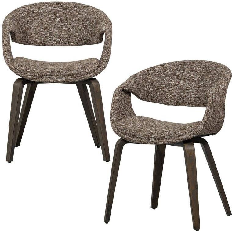 Woood Yossi Eetkamerstoelen Houten Bruine Poot Bruin Set van 2