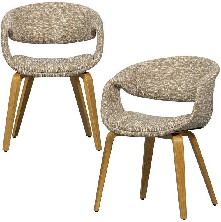 Woood Yossi Eetkamerstoelen Met Houten Naturel Poot Zand Set van 2