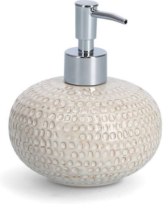 Zeller Zeeppompje dispenser keramiek beige 12 x 13 cm Structure Zeeppompjes