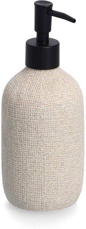 Zeller Zeeppompje dispenser kunststeen beige 8 x 20 cm Natural jute look Zeeppompjes