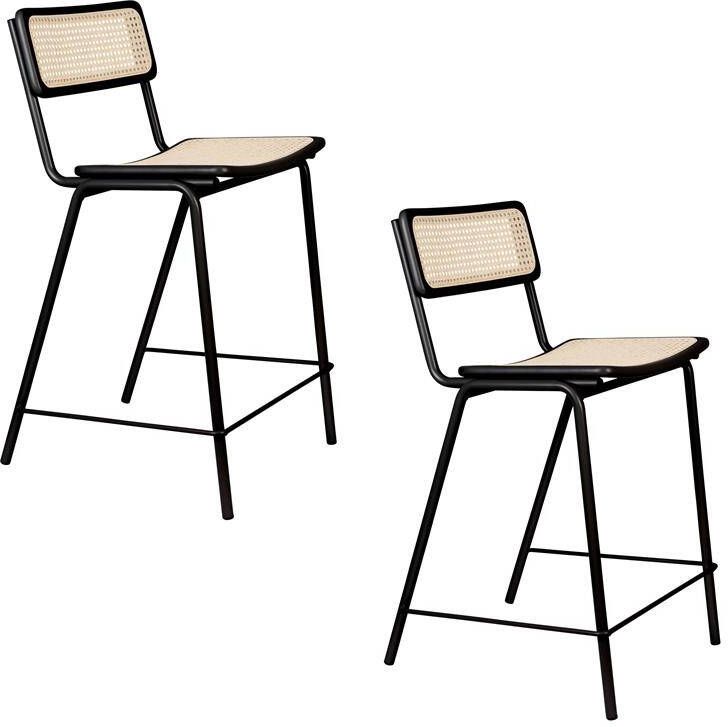 Zuiver Jort Barkruk 66 5 cm Naturel|Zwart Set van 2