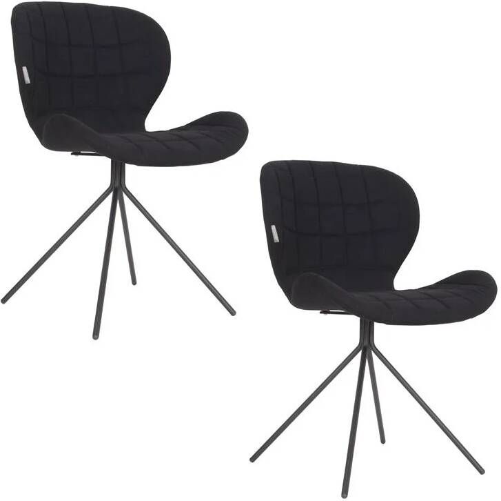 Zuiver OMG Eetkamerstoelen Zwart Set van 2