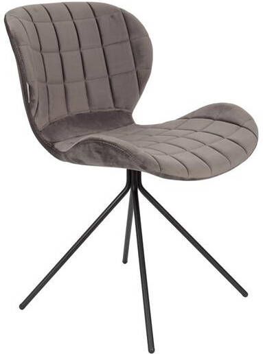 Zuiver OMG Velvet Eetkamerstoelen Grijs Set van 2
