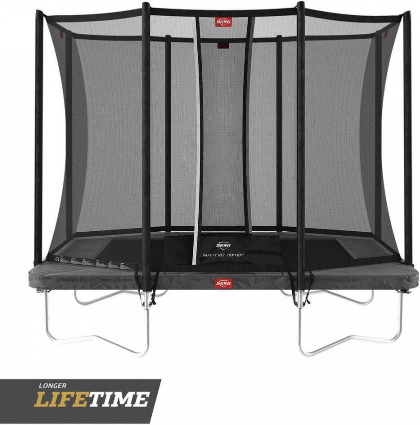 BERG Ultim 280cm rechthoek trampoline met veiligheidsnet (Kleur rand: grijs)