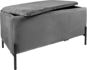 Leitmotiv Bench Snog XL velvet dark grey matt black legs