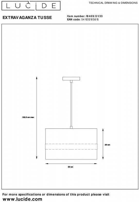 Lucide EXTRAVAGANZA TUSSE Hanglamp 10409 01 (Kleur: roze)