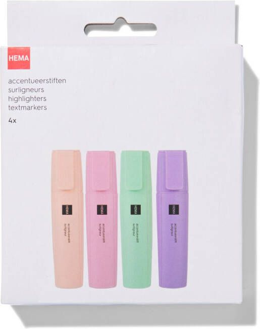 HEMA Accentueerstiften Pastelkleuren 4 Stuks