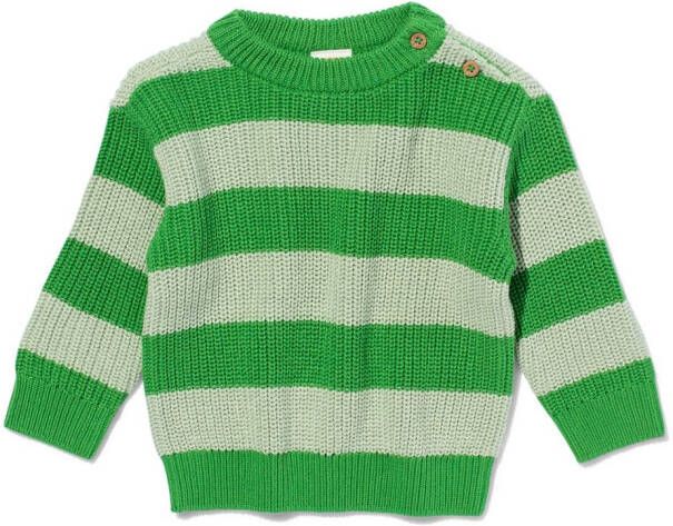 HEMA Baby Trui Gebreid Gestreept Groen (groen)