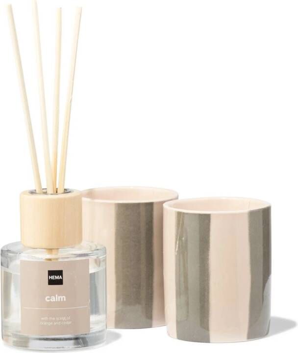 HEMA Cadeaudoos Geurkaars En Stokjes Calm (naturel)