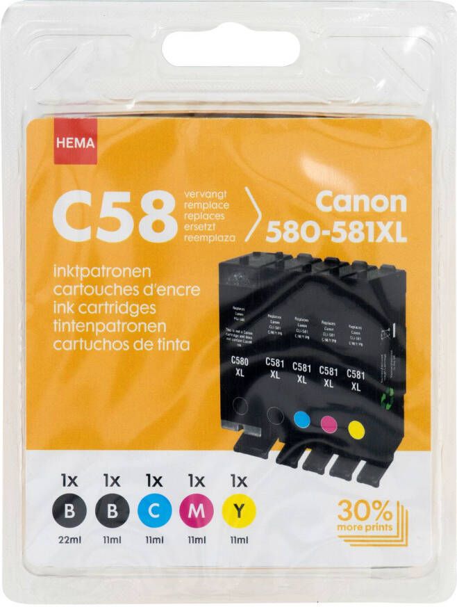 HEMA Cartridge C58 Voor De Canon 580-581XL Zwart kleur