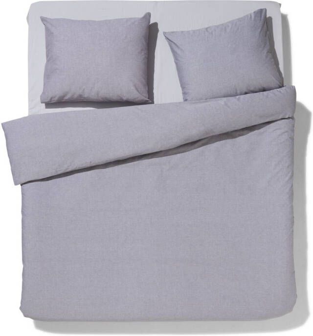 HEMA Dekbedovertrek Chambray 200x200 220 Lichtgrijs (lichtgrijs)